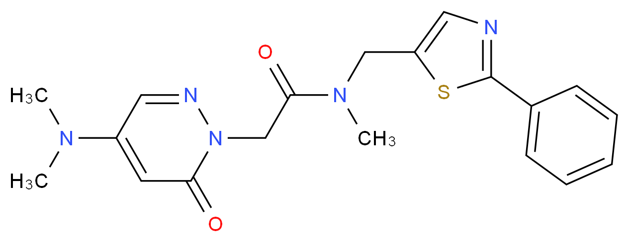 2-[4-(dimethylamino)-6-oxo-1(6H)-pyridazinyl]-N-methyl-N-[(2-phenyl-1,3-thiazol-5-yl)methyl]acetamide_分子结构_CAS_)