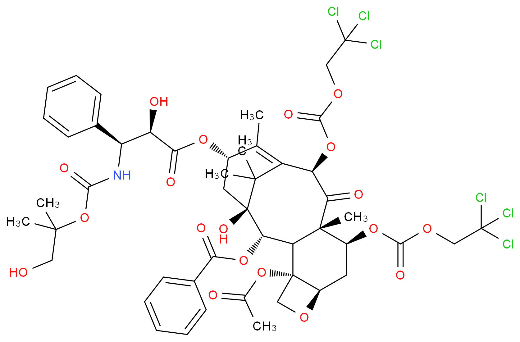 N-Des-t-boc-N-2-(1-hydroxy-2-methyl)propyloxycarbonxyl-7,10-O-bis{[(2,2,2-trichloroethyl)oxy]carbonyl} Docetaxel_分子结构_CAS_160651-89-8)