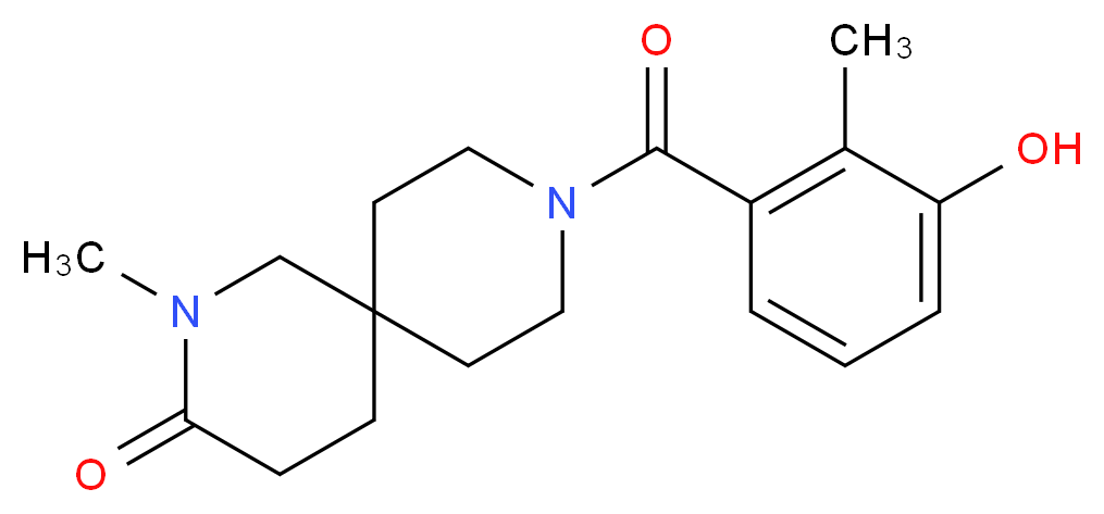9-(3-hydroxy-2-methylbenzoyl)-2-methyl-2,9-diazaspiro[5.5]undecan-3-one_分子结构_CAS_)