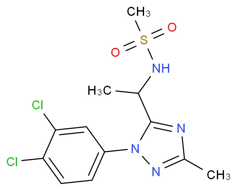 N-{1-[1-(3,4-dichlorophenyl)-3-methyl-1H-1,2,4-triazol-5-yl]ethyl}methanesulfonamide_分子结构_CAS_)