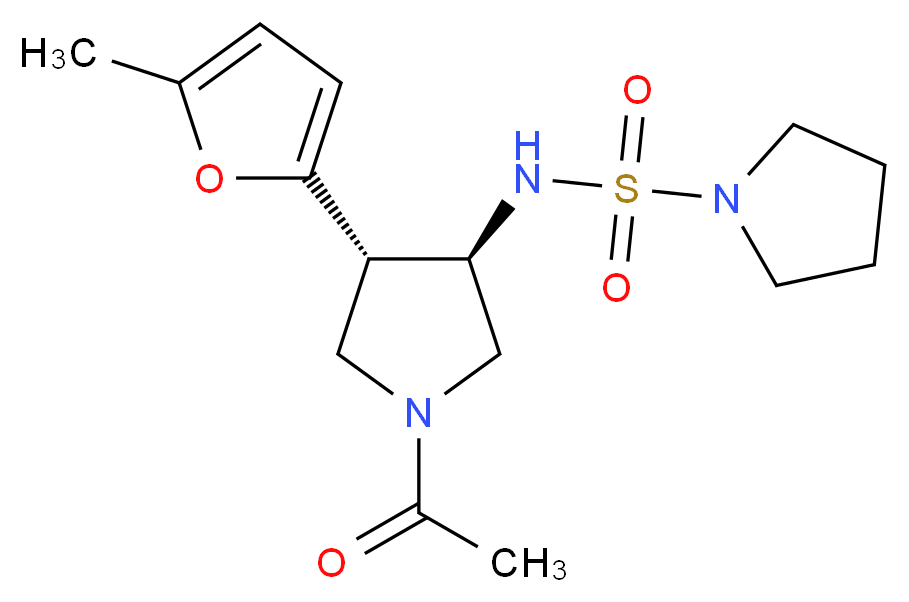 N-[(3R*,4S*)-1-acetyl-4-(5-methyl-2-furyl)-3-pyrrolidinyl]-1-pyrrolidinesulfonamide_分子结构_CAS_)