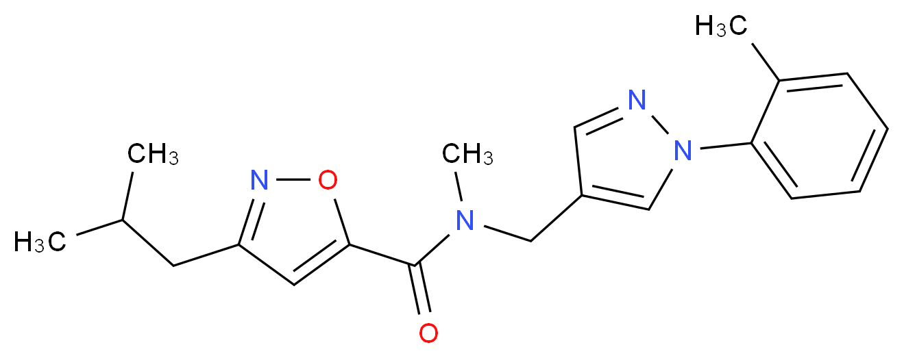 3-isobutyl-N-methyl-N-{[1-(2-methylphenyl)-1H-pyrazol-4-yl]methyl}-5-isoxazolecarboxamide_分子结构_CAS_)
