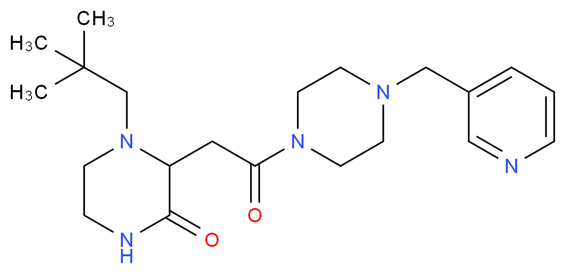 4-(2,2-dimethylpropyl)-3-{2-oxo-2-[4-(3-pyridinylmethyl)-1-piperazinyl]ethyl}-2-piperazinone_分子结构_CAS_)