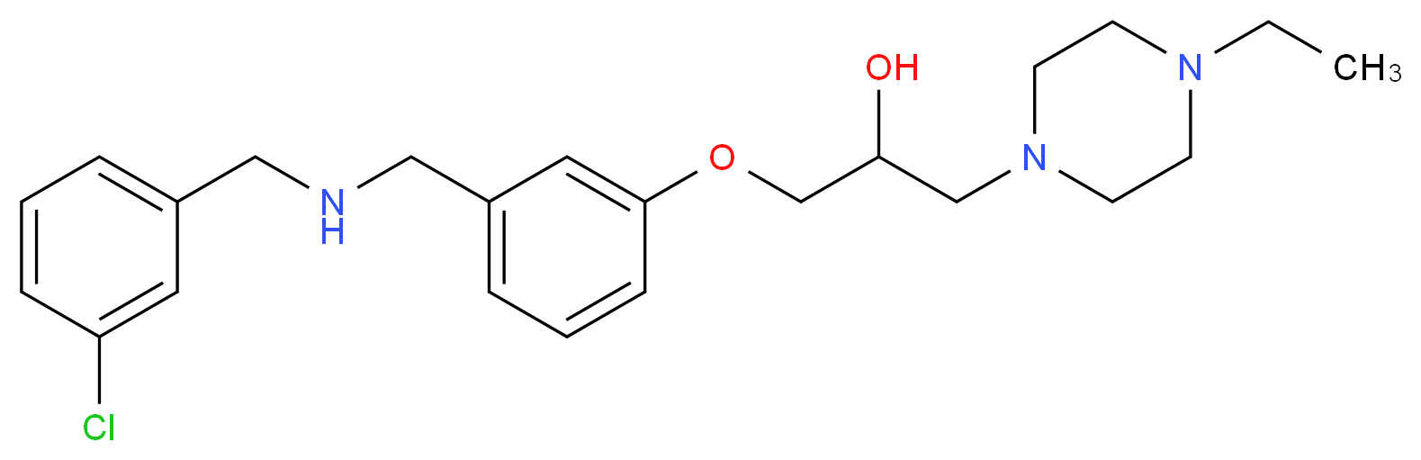 1-(3-{[(3-chlorobenzyl)amino]methyl}phenoxy)-3-(4-ethyl-1-piperazinyl)-2-propanol_分子结构_CAS_)
