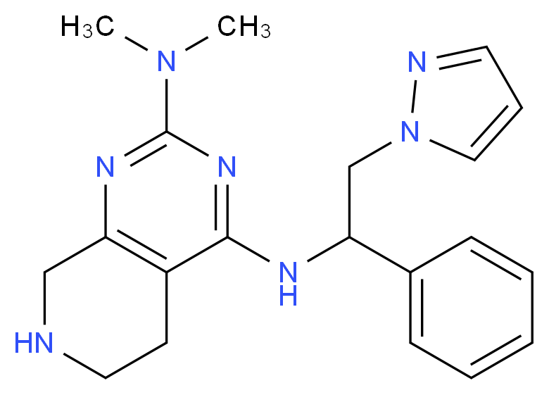 N~2~,N~2~-dimethyl-N~4~-[1-phenyl-2-(1H-pyrazol-1-yl)ethyl]-5,6,7,8-tetrahydropyrido[3,4-d]pyrimidine-2,4-diamine_分子结构_CAS_)