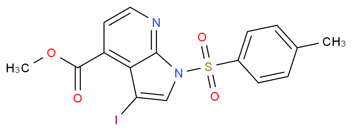 Methyl 3-iodo-1-tosyl-1H-pyrrolo[2,3-b]pyridine-4-carboxylate_分子结构_CAS_1198097-28-7)