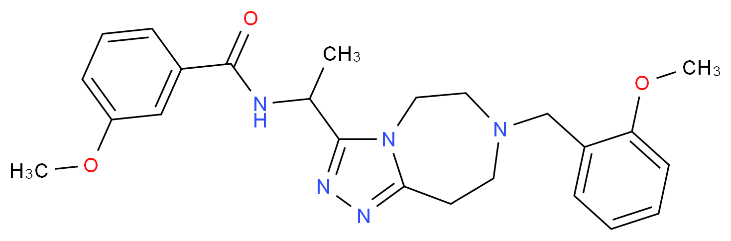 3-methoxy-N-{1-[7-(2-methoxybenzyl)-6,7,8,9-tetrahydro-5H-[1,2,4]triazolo[4,3-d][1,4]diazepin-3-yl]ethyl}benzamide_分子结构_CAS_)