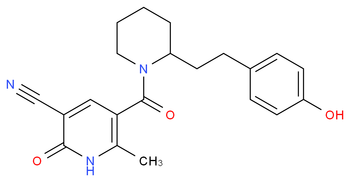 5-({2-[2-(4-hydroxyphenyl)ethyl]-1-piperidinyl}carbonyl)-6-methyl-2-oxo-1,2-dihydro-3-pyridinecarbonitrile_分子结构_CAS_)