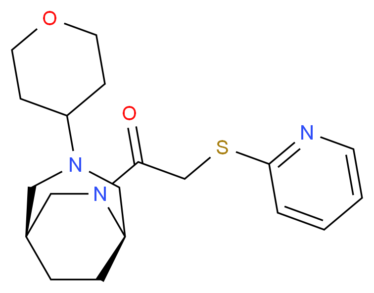 (1S*,5R*)-6-[(pyridin-2-ylthio)acetyl]-3-(tetrahydro-2H-pyran-4-yl)-3,6-diazabicyclo[3.2.2]nonane_分子结构_CAS_)