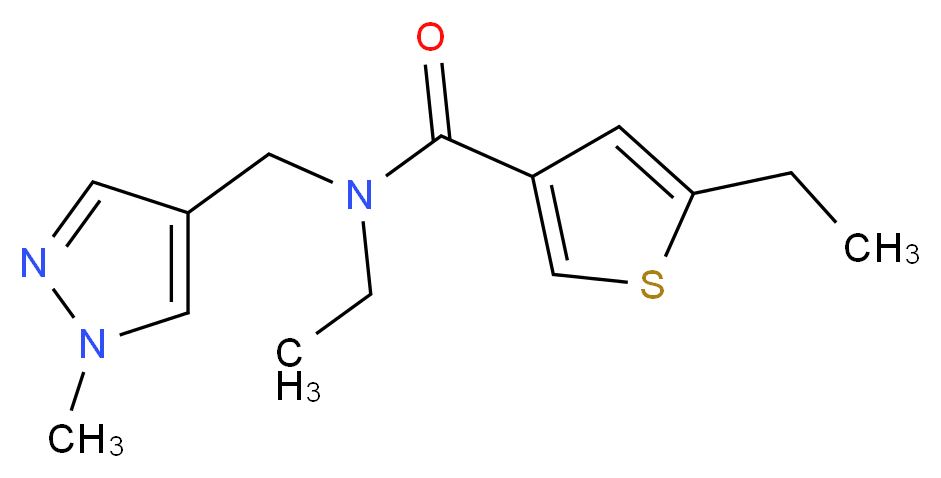 N,5-diethyl-N-[(1-methyl-1H-pyrazol-4-yl)methyl]thiophene-3-carboxamide_分子结构_CAS_)