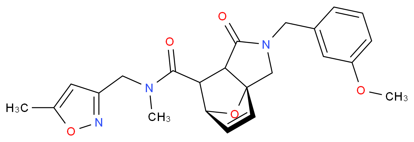 (3aR*,6S*)-2-(3-methoxybenzyl)-N-methyl-N-[(5-methylisoxazol-3-yl)methyl]-1-oxo-1,2,3,6,7,7a-hexahydro-3a,6-epoxyisoindole-7-carboxamide_分子结构_CAS_)