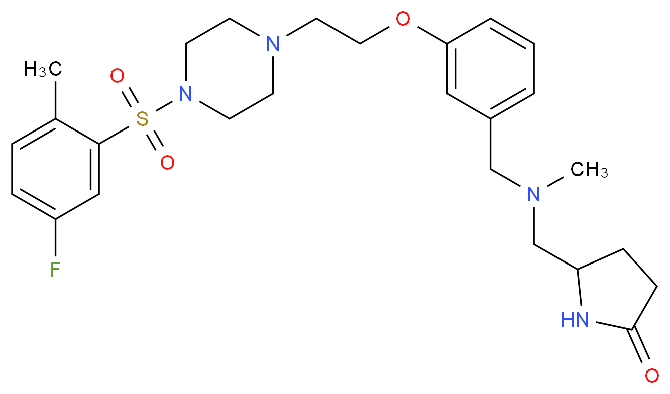 5-{[[3-(2-{4-[(5-fluoro-2-methylphenyl)sulfonyl]-1-piperazinyl}ethoxy)benzyl](methyl)amino]methyl}-2-pyrrolidinone_分子结构_CAS_)