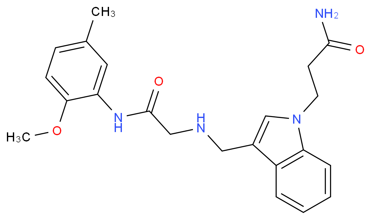 3-{3-[({2-[(2-methoxy-5-methylphenyl)amino]-2-oxoethyl}amino)methyl]-1H-indol-1-yl}propanamide_分子结构_CAS_)