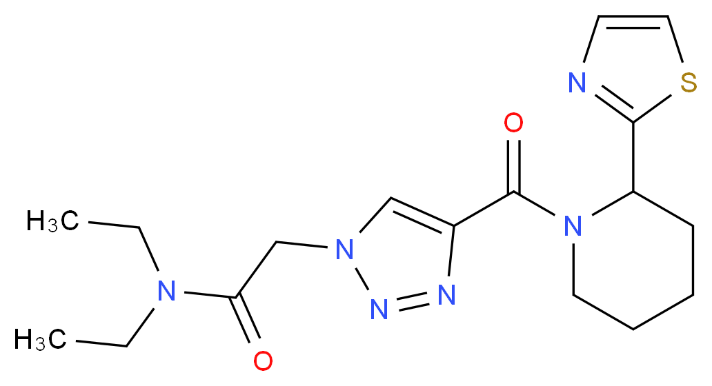 N,N-diethyl-2-(4-{[2-(1,3-thiazol-2-yl)-1-piperidinyl]carbonyl}-1H-1,2,3-triazol-1-yl)acetamide_分子结构_CAS_)