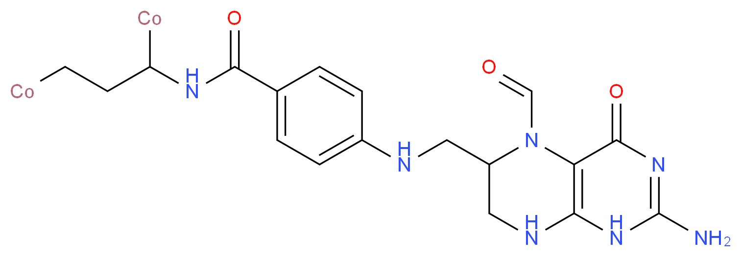 4-{[(2-amino-5-formyl-4-oxo-1,4,5,6,7,8-hexahydropteridin-6-yl)methyl]amino}-N-(1,3-dicobaltiopropyl)benzamide_分子结构_CAS_1492-18-8