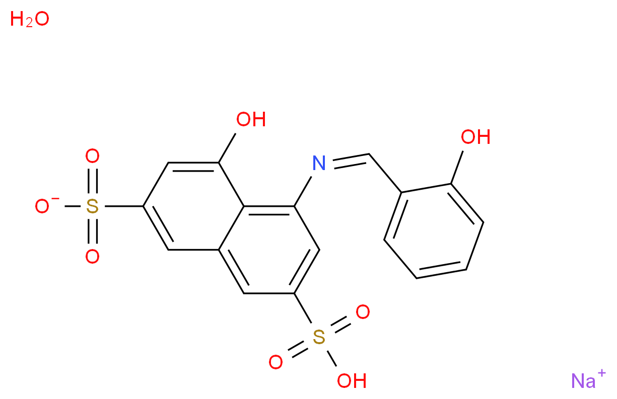 sodium 4-hydroxy-5-[(Z)-[(2-hydroxyphenyl)methylidene]amino]-7-sulfonaphthalene-2-sulfonate hydrate_分子结构_CAS_206752-32-1