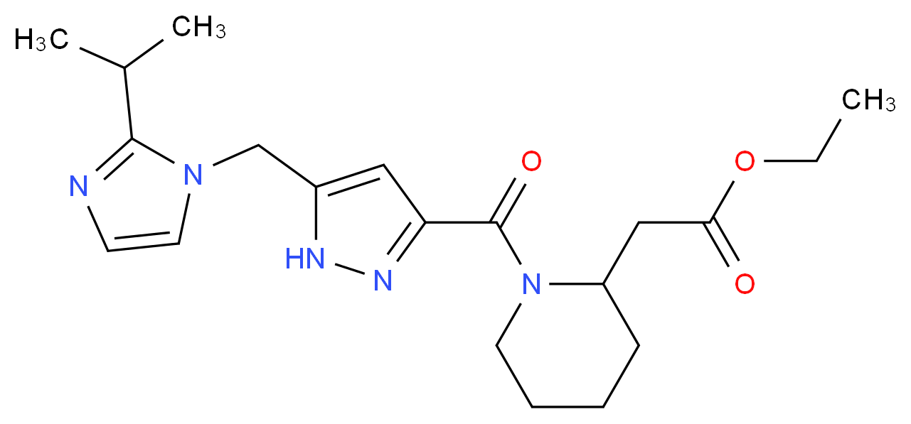 ethyl [1-({5-[(2-isopropyl-1H-imidazol-1-yl)methyl]-1H-pyrazol-3-yl}carbonyl)-2-piperidinyl]acetate_分子结构_CAS_)