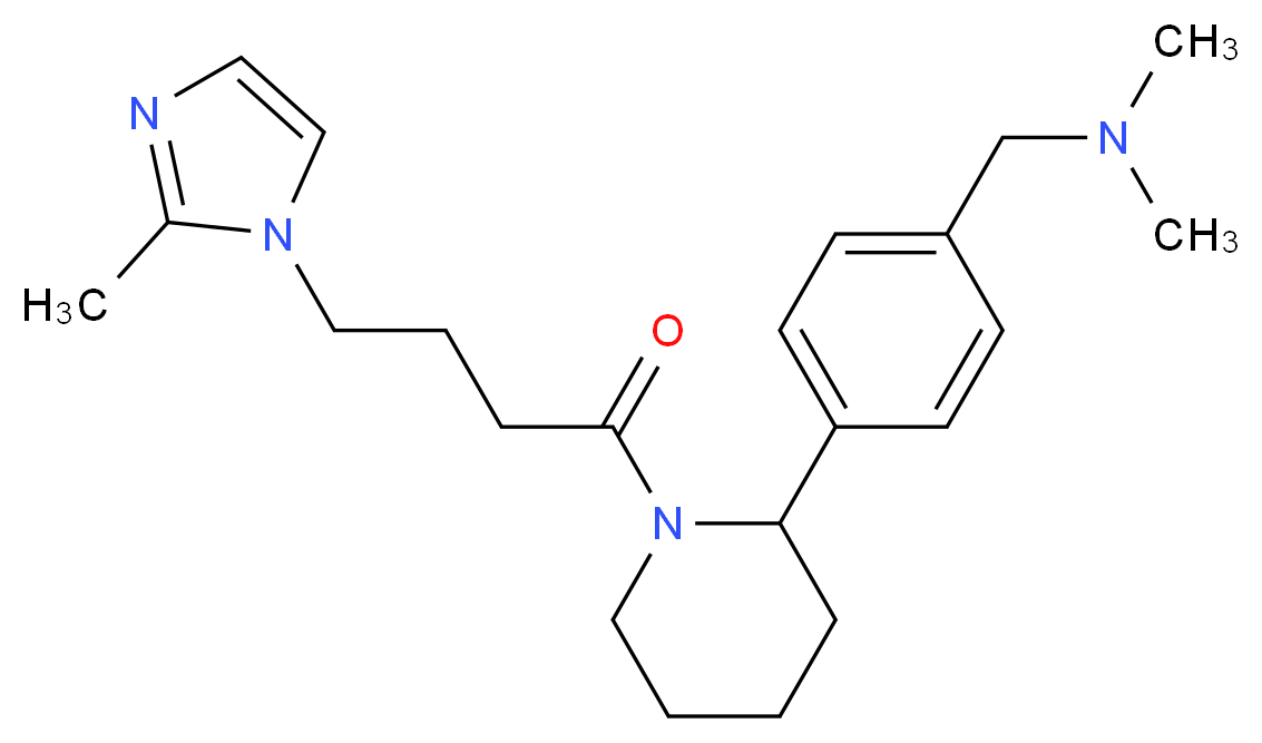 N,N-dimethyl-1-(4-{1-[4-(2-methyl-1H-imidazol-1-yl)butanoyl]-2-piperidinyl}phenyl)methanamine_分子结构_CAS_)