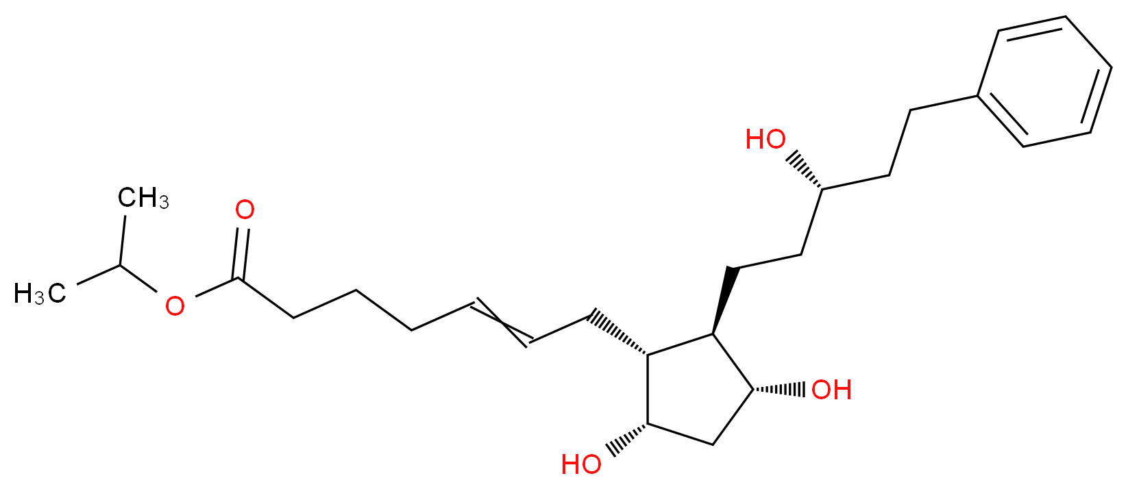 propan-2-yl (5E)-7-[(1R,2R,3R,5S)-3,5-dihydroxy-2-[(3S)-3-hydroxy-5-phenylpentyl]cyclopentyl]hept-5-enoate_分子结构_CAS_1235141-39-5