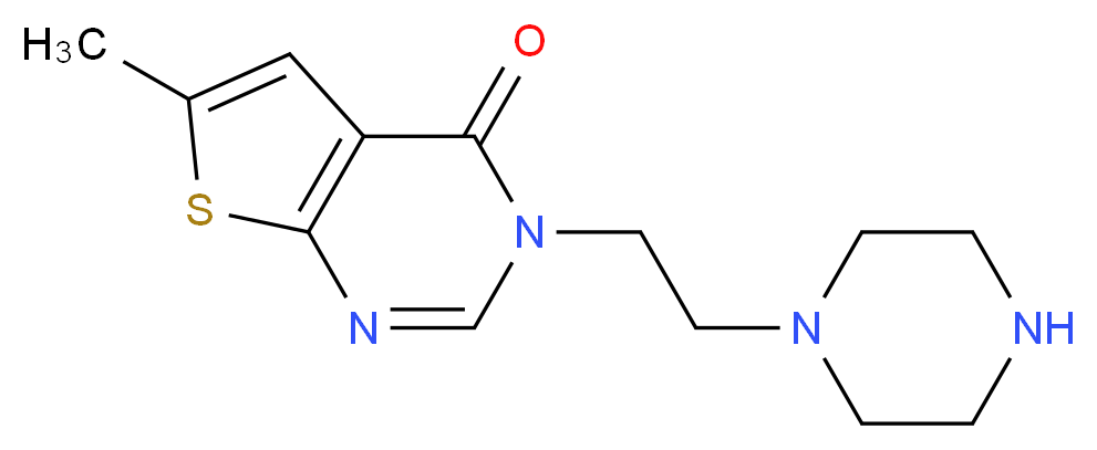 6-methyl-3-(2-piperazin-1-ylethyl)thieno[2,3-d]pyrimidin-4(3H)-one_分子结构_CAS_)
