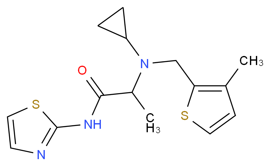 2-{cyclopropyl[(3-methyl-2-thienyl)methyl]amino}-N-1,3-thiazol-2-ylpropanamide_分子结构_CAS_)