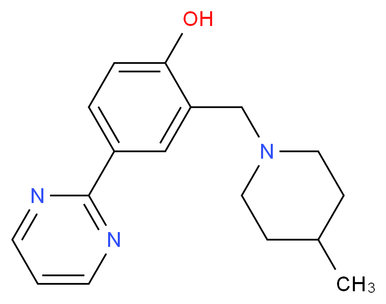 2-[(4-methyl-1-piperidinyl)methyl]-4-(2-pyrimidinyl)phenol_分子结构_CAS_)