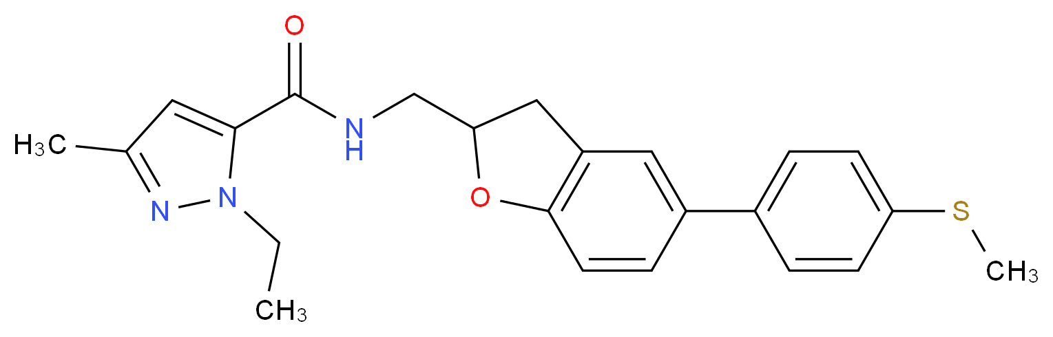 1-ethyl-3-methyl-N-({5-[4-(methylthio)phenyl]-2,3-dihydro-1-benzofuran-2-yl}methyl)-1H-pyrazole-5-carboxamide_分子结构_CAS_)