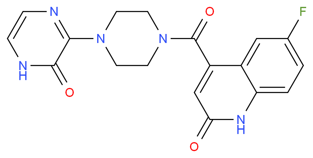6-fluoro-4-{[4-(3-oxo-3,4-dihydropyrazin-2-yl)piperazin-1-yl]carbonyl}quinolin-2(1H)-one_分子结构_CAS_)