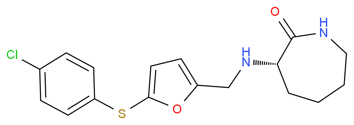 (3S)-3-[({5-[(4-chlorophenyl)thio]-2-furyl}methyl)amino]azepan-2-one_分子结构_CAS_)