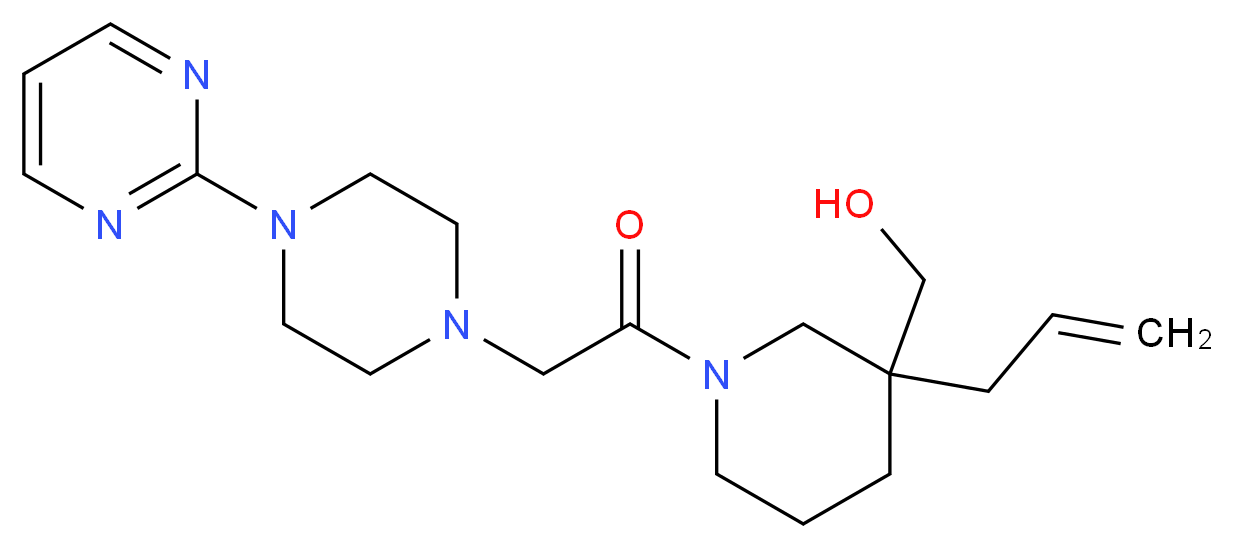 (3-allyl-1-{[4-(2-pyrimidinyl)-1-piperazinyl]acetyl}-3-piperidinyl)methanol_分子结构_CAS_)