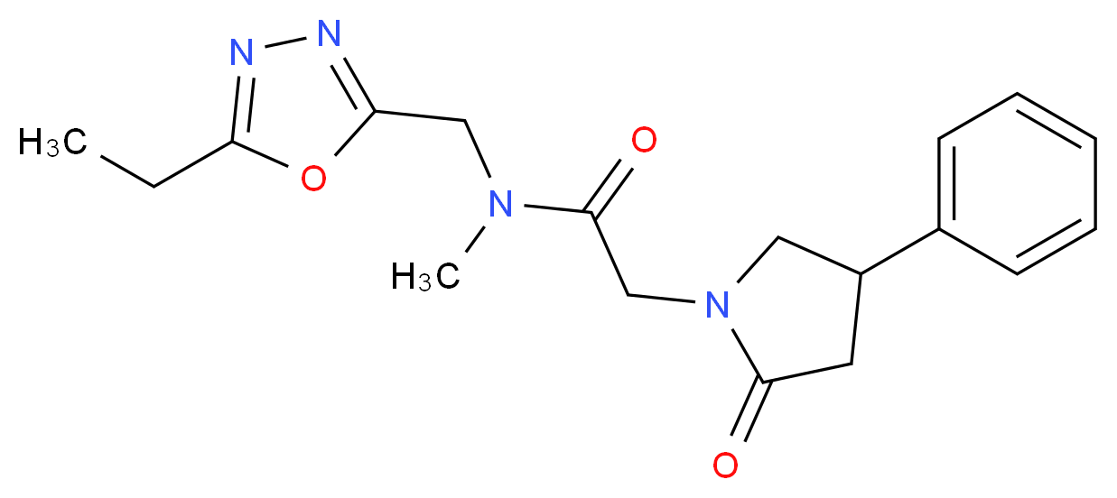 N-[(5-ethyl-1,3,4-oxadiazol-2-yl)methyl]-N-methyl-2-(2-oxo-4-phenylpyrrolidin-1-yl)acetamide_分子结构_CAS_)