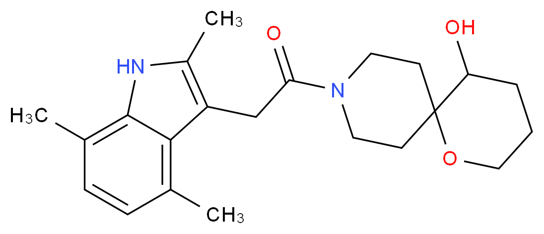 9-[(2,4,7-trimethyl-1H-indol-3-yl)acetyl]-1-oxa-9-azaspiro[5.5]undecan-5-ol_分子结构_CAS_)
