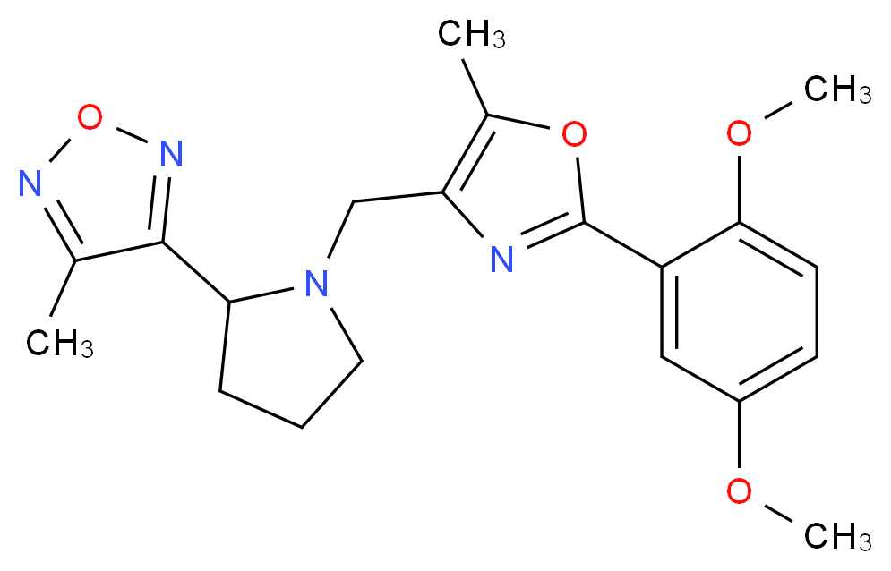 3-(1-{[2-(2,5-dimethoxyphenyl)-5-methyl-1,3-oxazol-4-yl]methyl}-2-pyrrolidinyl)-4-methyl-1,2,5-oxadiazole_分子结构_CAS_)