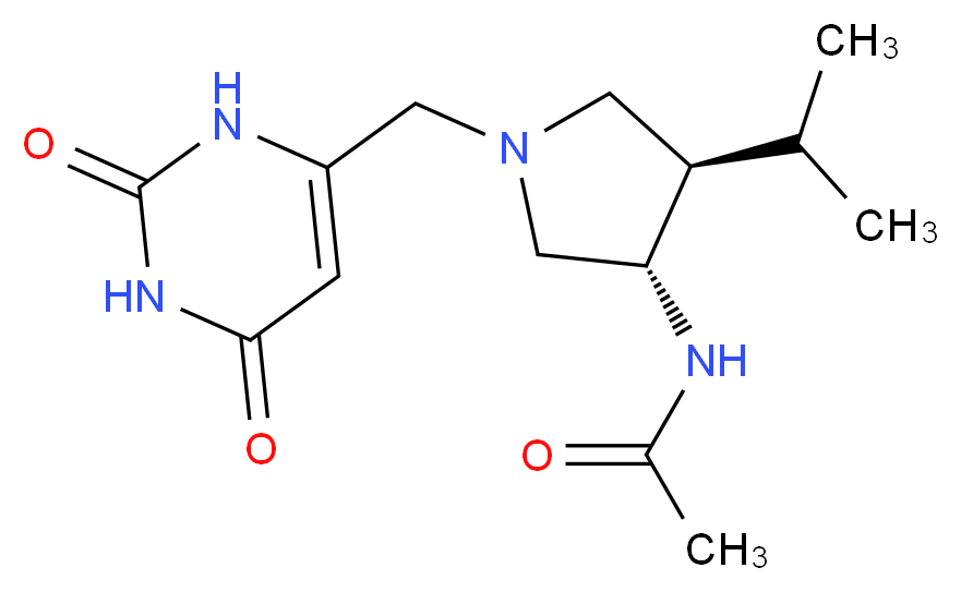 N-{(3S*,4R*)-1-[(2,6-dioxo-1,2,3,6-tetrahydropyrimidin-4-yl)methyl]-4-isopropylpyrrolidin-3-yl}acetamide_分子结构_CAS_)