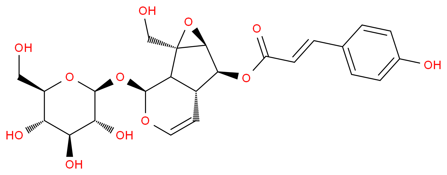 (1S,2S,4S,5S,6R,10S)-2-(hydroxymethyl)-10-{[(2S,3R,4S,5S,6R)-3,4,5-trihydroxy-6-(hydroxymethyl)oxan-2-yl]oxy}-3,9-dioxatricyclo[4.4.0.0<sup>2</sup>,<sup>4</sup>]dec-7-en-5-yl (2E)-3-(4-hydroxyphenyl)prop-2-enoate_分子结构_CAS_72514-90-0