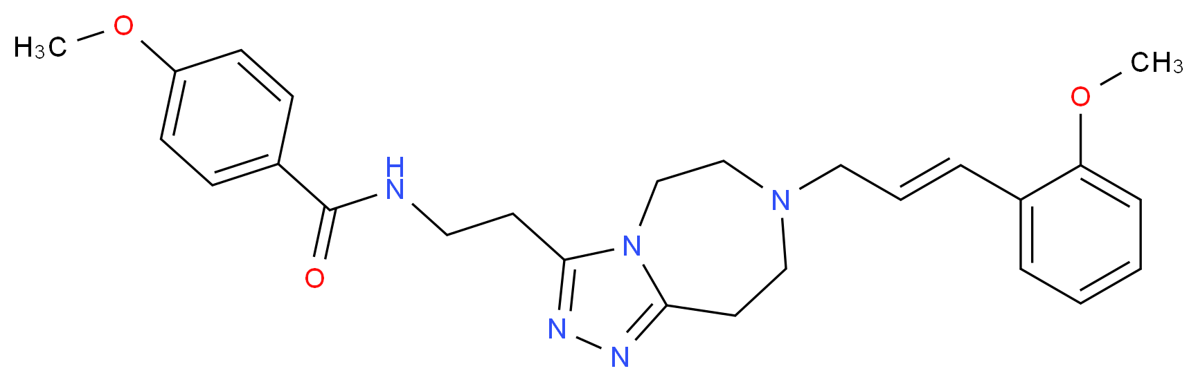 4-methoxy-N-(2-{7-[(2E)-3-(2-methoxyphenyl)-2-propen-1-yl]-6,7,8,9-tetrahydro-5H-[1,2,4]triazolo[4,3-d][1,4]diazepin-3-yl}ethyl)benzamide_分子结构_CAS_)