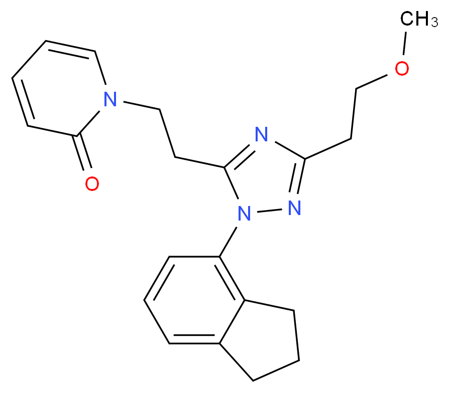1-{2-[1-(2,3-dihydro-1H-inden-4-yl)-3-(2-methoxyethyl)-1H-1,2,4-triazol-5-yl]ethyl}pyridin-2(1H)-one_分子结构_CAS_)