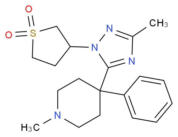4-[1-(1,1-dioxidotetrahydro-3-thienyl)-3-methyl-1H-1,2,4-triazol-5-yl]-1-methyl-4-phenylpiperidine_分子结构_CAS_)