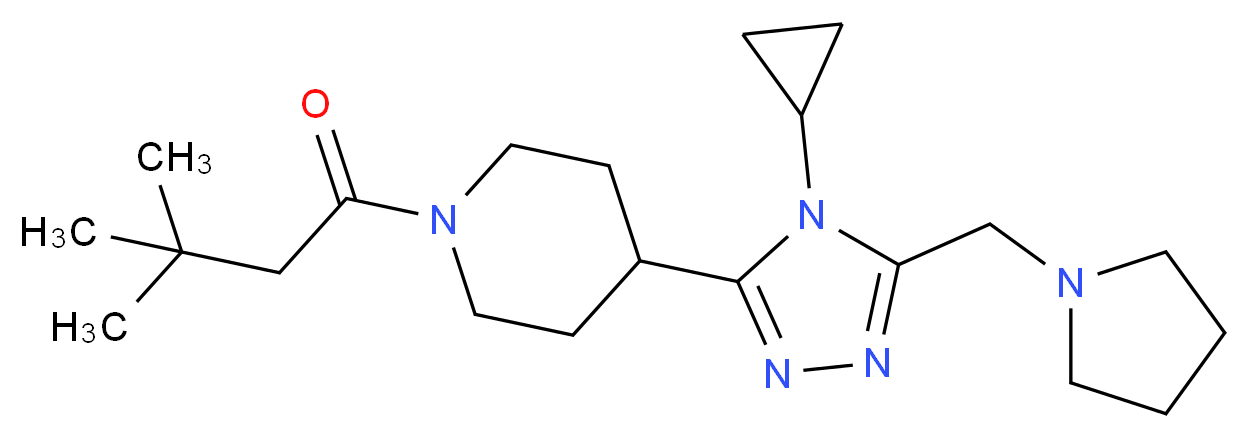 4-[4-cyclopropyl-5-(pyrrolidin-1-ylmethyl)-4H-1,2,4-triazol-3-yl]-1-(3,3-dimethylbutanoyl)piperidine_分子结构_CAS_)