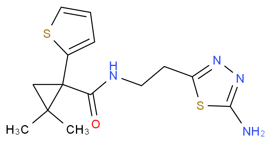 N-[2-(5-amino-1,3,4-thiadiazol-2-yl)ethyl]-2,2-dimethyl-1-(2-thienyl)cyclopropanecarboxamide_分子结构_CAS_)