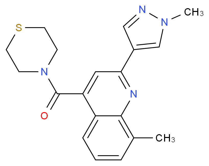 8-methyl-2-(1-methyl-1H-pyrazol-4-yl)-4-(thiomorpholin-4-ylcarbonyl)quinoline_分子结构_CAS_)