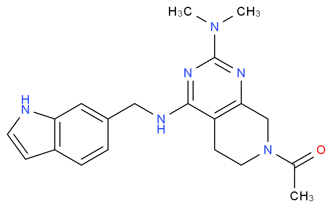 7-acetyl-N~4~-(1H-indol-6-ylmethyl)-N~2~,N~2~-dimethyl-5,6,7,8-tetrahydropyrido[3,4-d]pyrimidine-2,4-diamine_分子结构_CAS_)