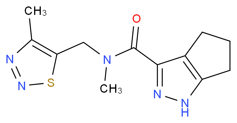 N-methyl-N-[(4-methyl-1,2,3-thiadiazol-5-yl)methyl]-1,4,5,6-tetrahydrocyclopenta[c]pyrazole-3-carboxamide_分子结构_CAS_)