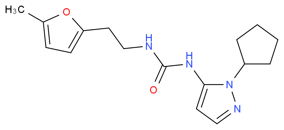 N-(1-cyclopentyl-1H-pyrazol-5-yl)-N'-[2-(5-methyl-2-furyl)ethyl]urea_分子结构_CAS_)