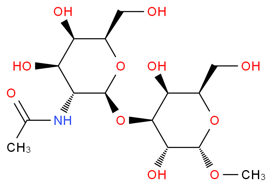 Methyl 3-O-(2-Acetamido-2-deoxy-b-D-galactopyranosyl)-α-D-galactopyranoside _分子结构_CAS_109303-71-1)