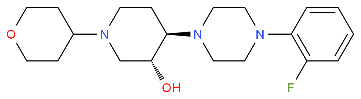 (3R*,4R*)-4-[4-(2-fluorophenyl)-1-piperazinyl]-1-(tetrahydro-2H-pyran-4-yl)-3-piperidinol_分子结构_CAS_)