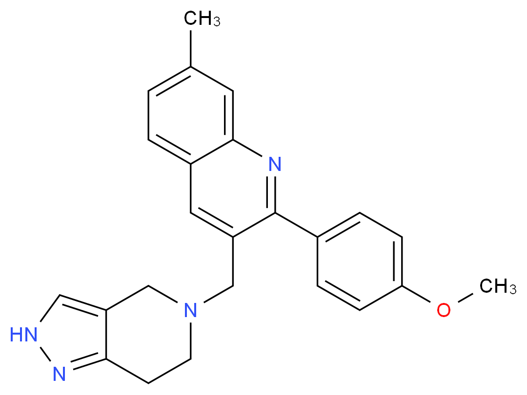 2-(4-methoxyphenyl)-7-methyl-3-(2,4,6,7-tetrahydro-5H-pyrazolo[4,3-c]pyridin-5-ylmethyl)quinoline_分子结构_CAS_)