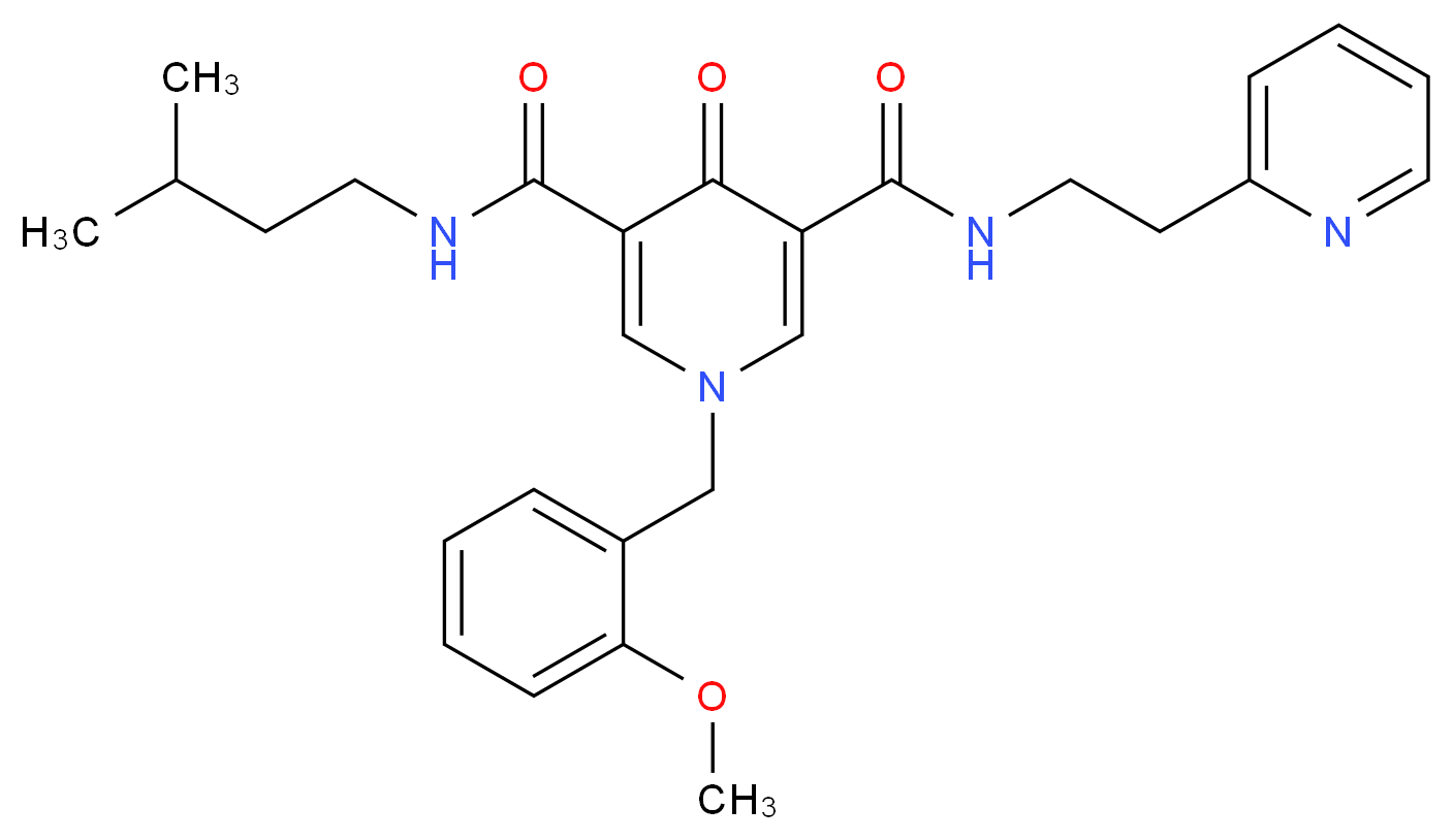 1-(2-methoxybenzyl)-N-(3-methylbutyl)-4-oxo-N'-[2-(2-pyridinyl)ethyl]-1,4-dihydro-3,5-pyridinedicarboxamide_分子结构_CAS_)