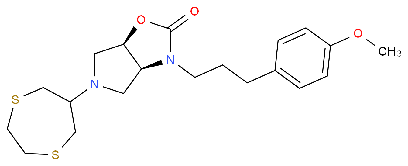 (3aS*,6aR*)-5-(1,4-dithiepan-6-yl)-3-[3-(4-methoxyphenyl)propyl]hexahydro-2H-pyrrolo[3,4-d][1,3]oxazol-2-one_分子结构_CAS_)