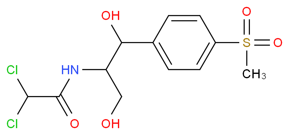 2,2-dichloro-N-[1,3-dihydroxy-1-(4-methanesulfonylphenyl)propan-2-yl]acetamide_分子结构_CAS_15318-45-3